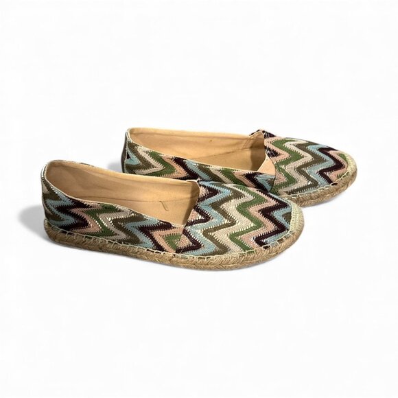 Set Of 2 Faded Glory Espadrilles Size 8 Zigzag & Striped Slip-On Flats Casual Sh - Picture 8 of 10
